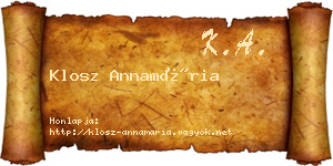 Klosz Annamária névjegykártya